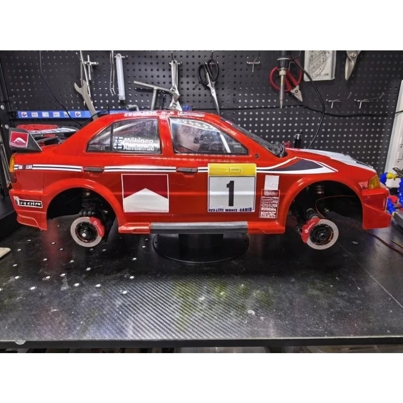 Dla RLAARLO EVO KM Citroen C3 Porsche RC Rally Car Uniwersalny zacisk hamulcowy i zestaw tarcz LED, podświetlany rotor z mechanizmem przepustnicy