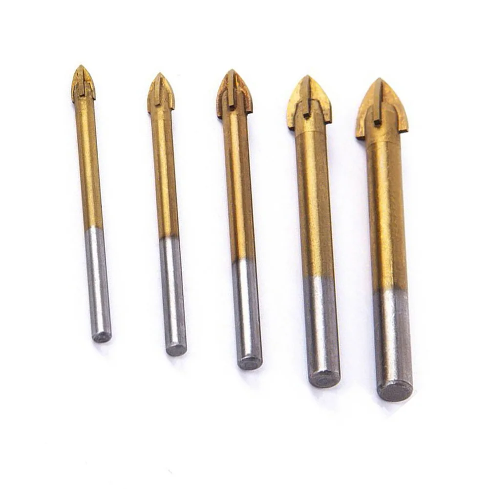 

5pcs Drill Bit 5-12mm Glass Drill Bit Cross Head For Concrete Wall Tile Metal Marble Wood Power Tools Tile & Glass Drill Bit