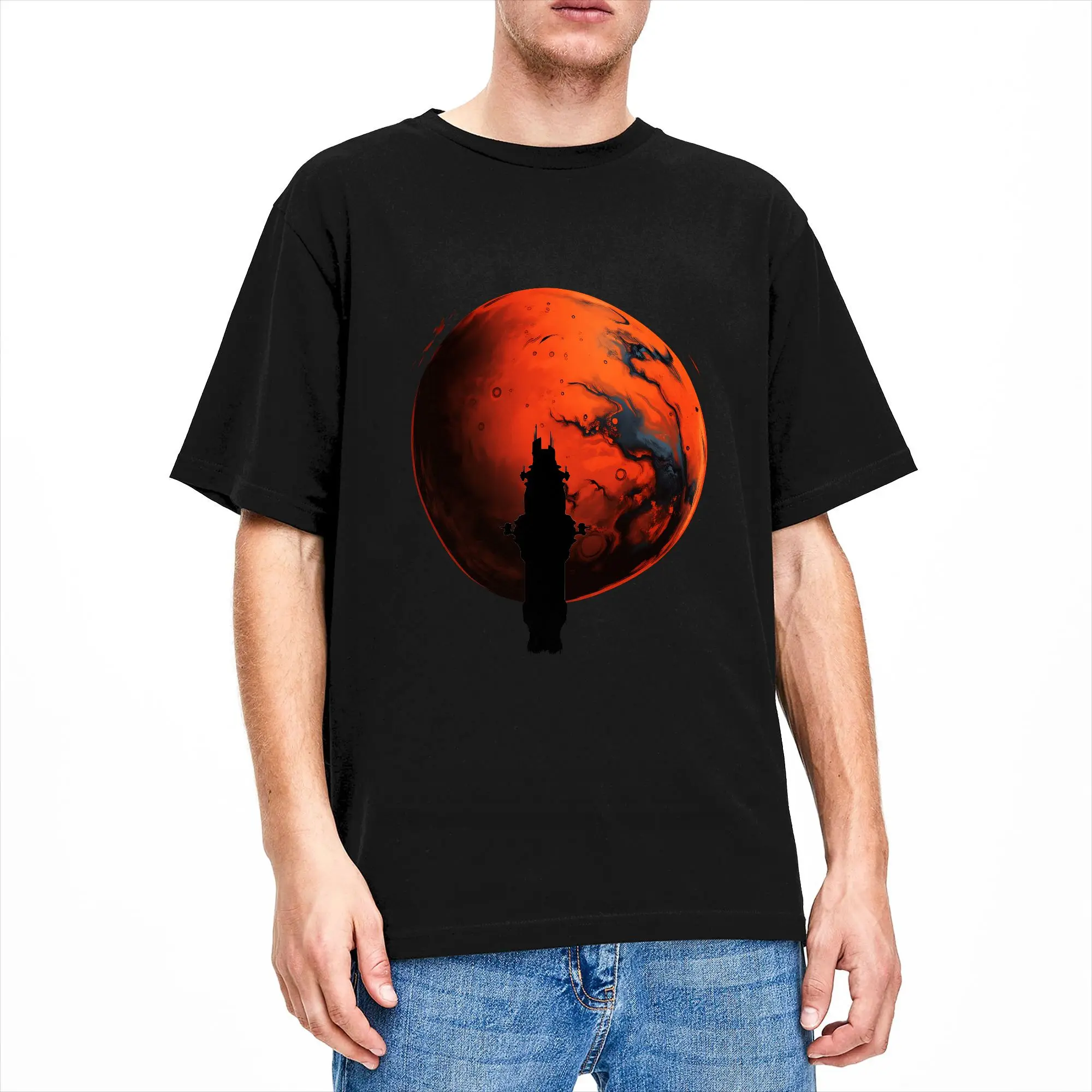 Oversized T Shirt Summer The Expanse Roci flying over Mars Hip Hop T Shirts  Cotton Tee Shirt for Man Y2K Fun Short Sleeve Tees