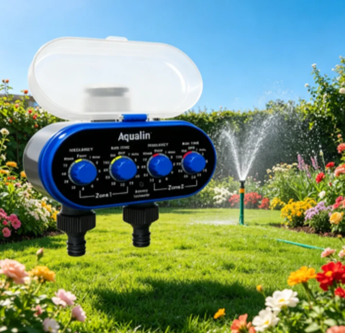 

Intelligent Irrigation Timing Controller, Dual Channel Automatic Watering Device for Garden Solenoid Valve Control