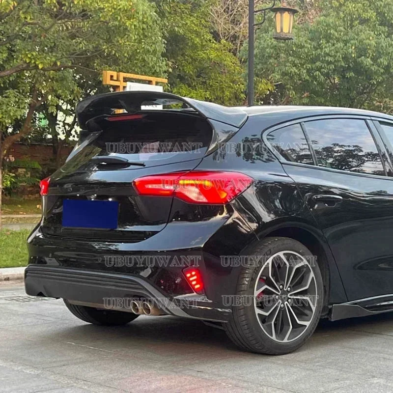 For Focus ST Line Hatchback Sports Spoiler Extension Cap Tail ABS Texture Bright Black Special Vehicle Supplies 2019 2021 2022