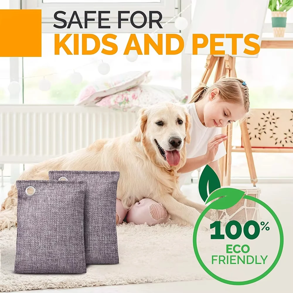 200 جرام أكياس معطّر الهواء الطبيعي الخيزران الطبيعي الفحم تنقية الهواء حقيبة عروض السيارات المنزلية للثلاجة المرحاض خزانة حمام