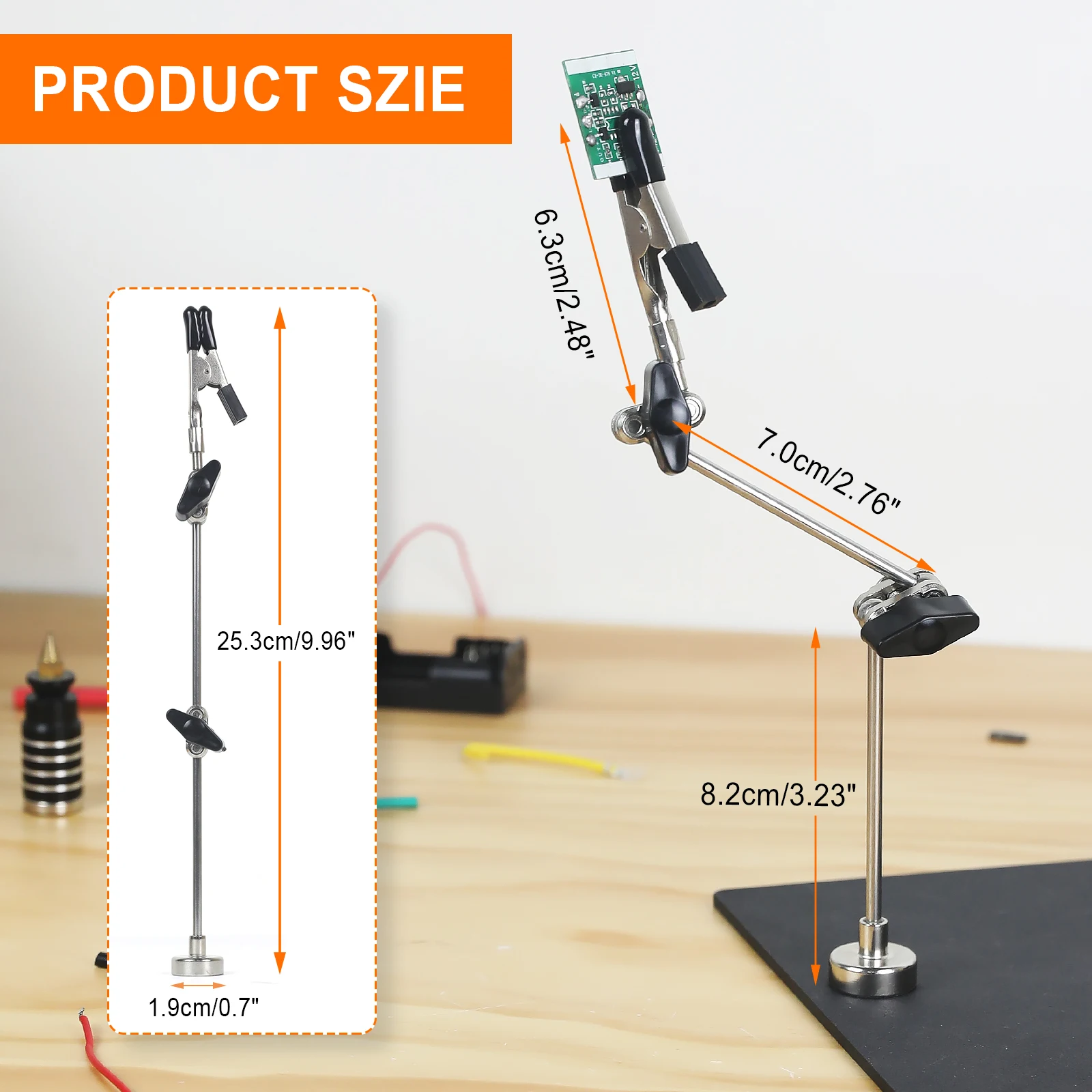 NEWACALOX Soldering Third Hand Helping Hands Tool with Magnetic Base Flexible Arm Alligator Clip for PCB/IC/SMD Welding Repair