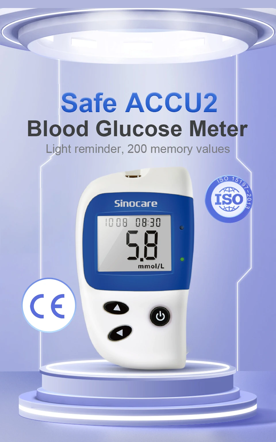 Sannuo Sinocare Safe ACCU2 Blutzuckermessgerät Blutzuckertestkit Diabetes Heim-Glukometer mit 50 Teststreifen oder Nur Teststreifen – Detail 3