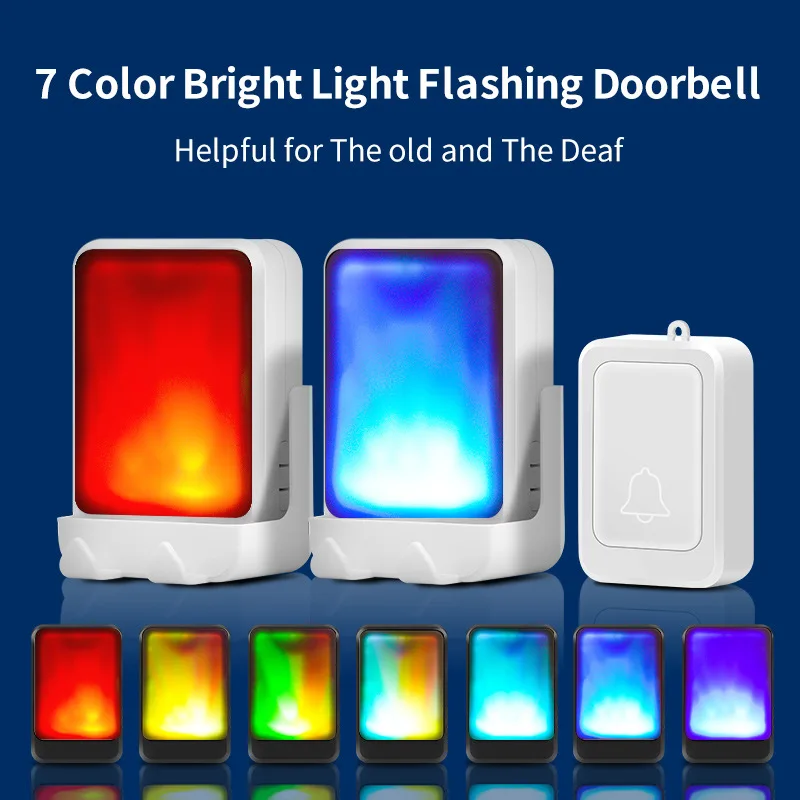 

C2 Wireless Remote Doorbell with Flashing Light and Music for Deaf Individuals and Safety-minded People Sound And Light Doorbell