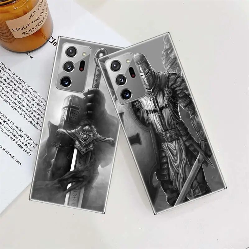 knights templar tattoo Phone Case For Samsung Galaxy S24 S22 Ultra S21 Plus Capa S20 S23 FE S10 S9 S8 Plus Cover Shell Clear TPU