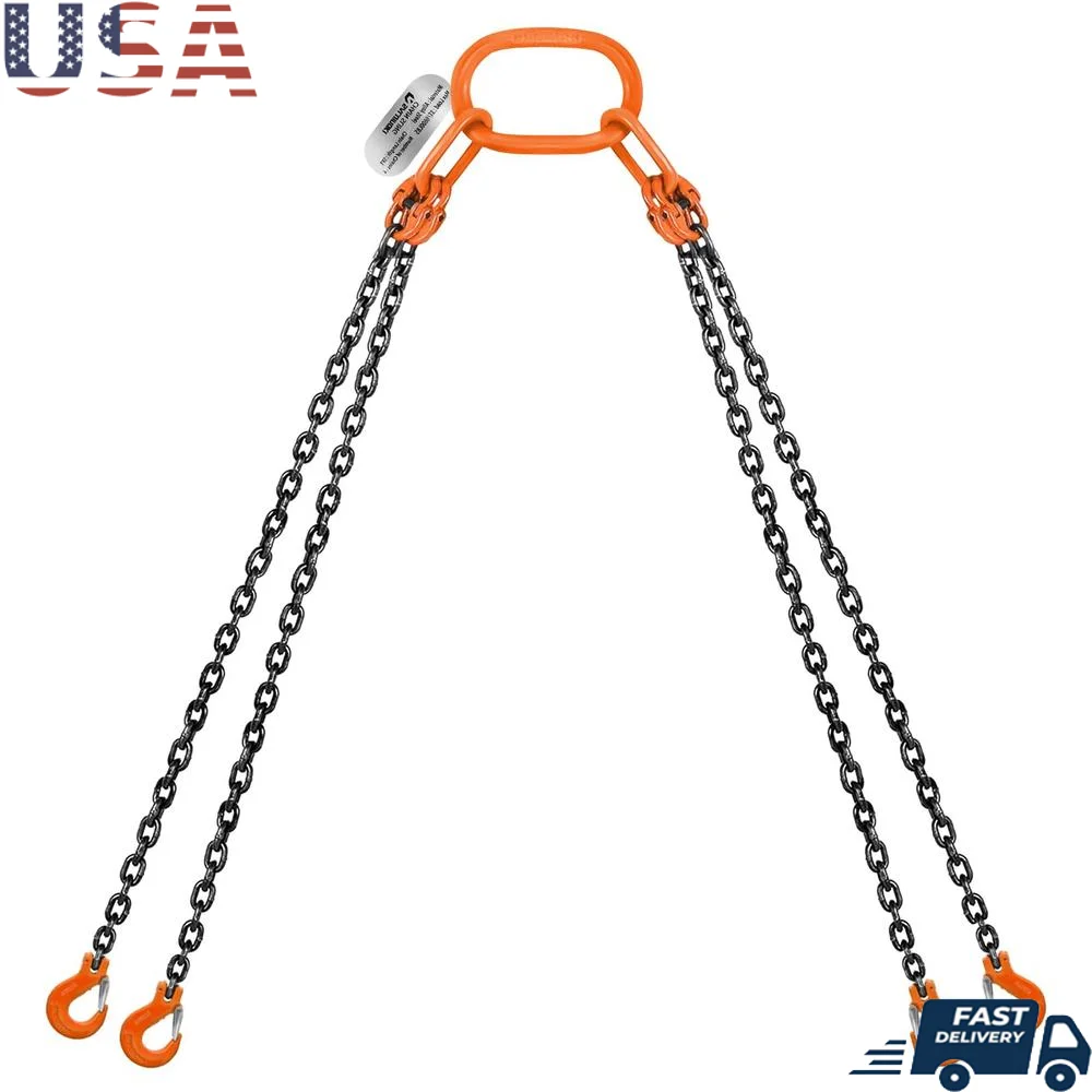 5Ft Alloy Steel Lift Chain Sling 6600lbs 3 Ton 4-Way x 1/4