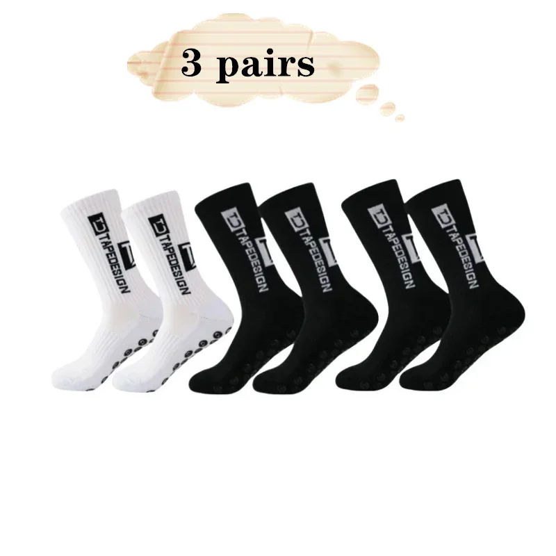 

3 Pairs Black white Grip Soccer Socks Anti Slip Non Slip Men's women Athletic Socks for Football Basketball Sports