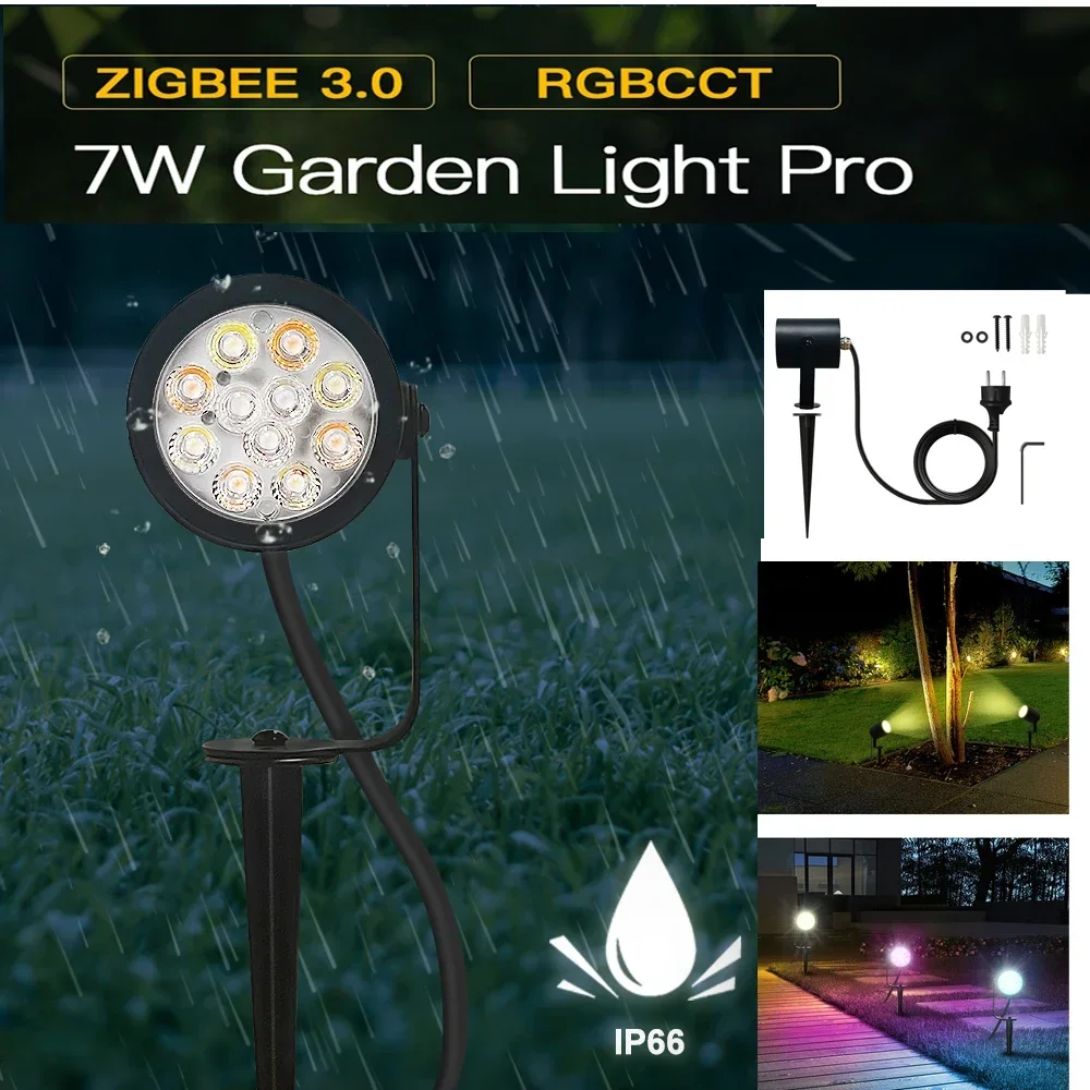 

GLEDOPTO Zigbee 3.0 7W LED Garden Spike Lamp For Grassplot Exterior Roof Lawn Courtyard Party AC100-240V IP66 Waterproof