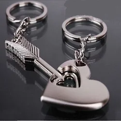 1 Pair Fashion Heart Arrow Key Ring Keyfob Romantic Couples Keychain Lover Gift