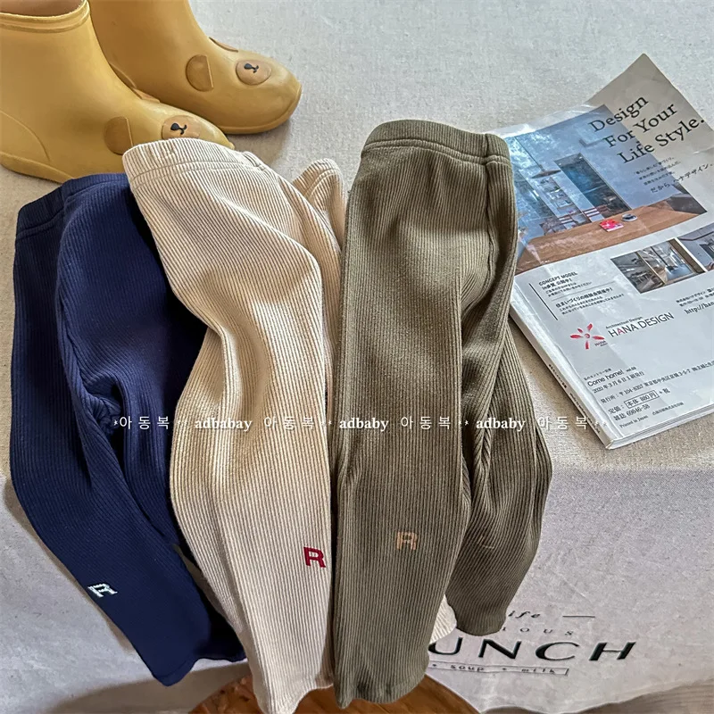 Spring Kids Leggings Children's Clothing New Girls' Letter Printed Bottom Pants 9-Minute Pants Children's Pants  789