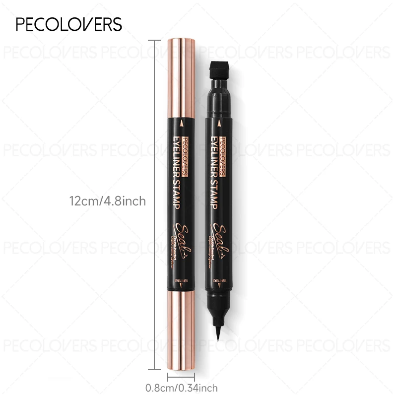 1PC 2 in1 Stamp Liquid Eyeliner Pencil Water Proof Fast Dry Double-ended Black Seal Eye Liner Pen Make Up for Women Cosmetics
