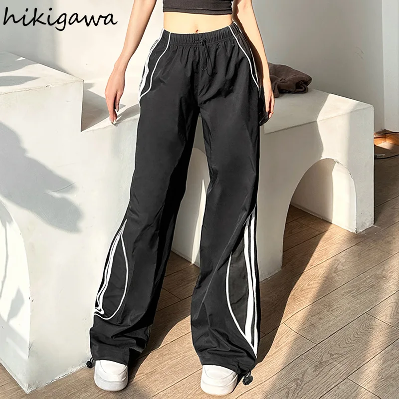 

Streetwear Sweatpants Drawstring High Waist Joggers 2025 New Bottoms Fashion Casual Wide Leg Pants Straight Y2k Pantalon Femme