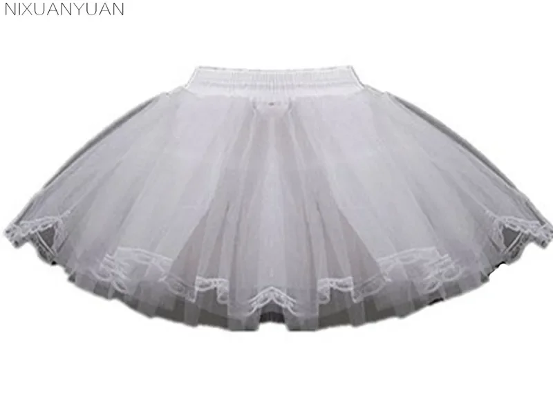 NIXUANYUAN 2023 Cheap Petticoat Girl White 3 Layer Lace Edge Tulle Boneless Flower Girl Dress Child Crinolines Short Underskirt