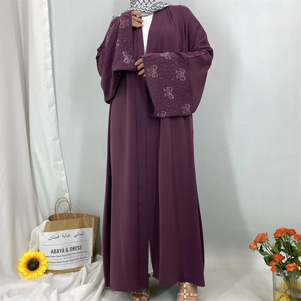Moda muçulmana temperamento de diamante quente vendendo vestido cardigan