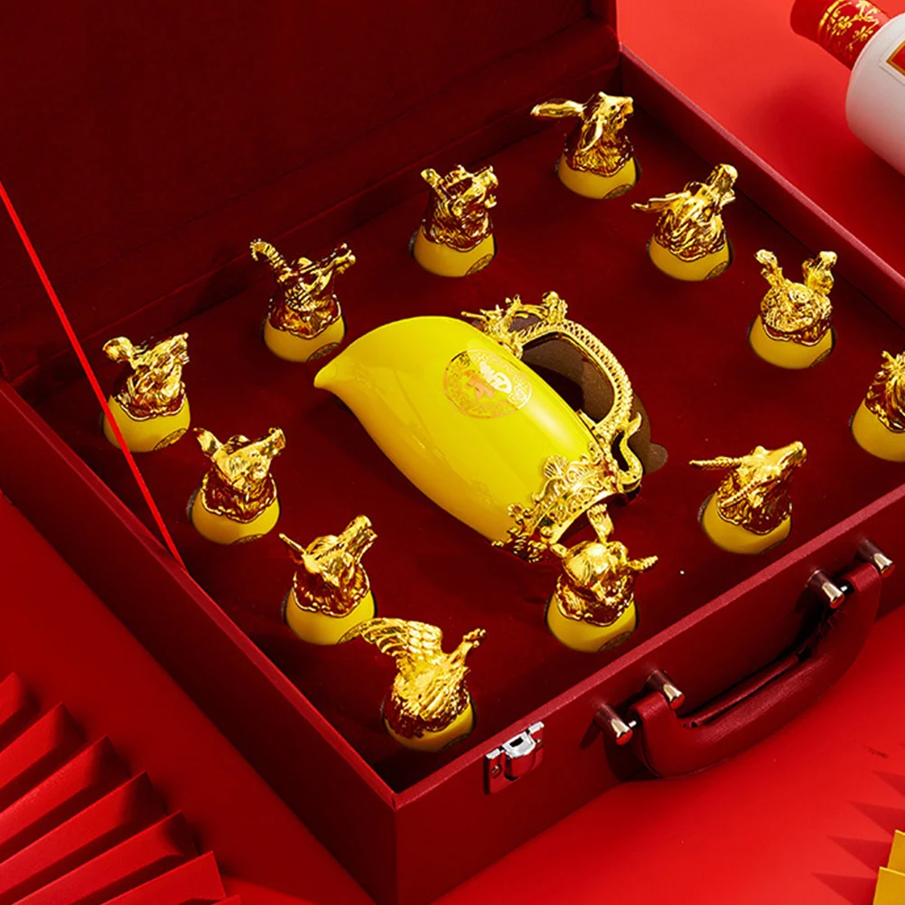 

1Set Creative Animals Liquor Drink Kit Yellow Premium Ceramic Storage Container for Barroom Elegant Decorative Wine Drinking Set