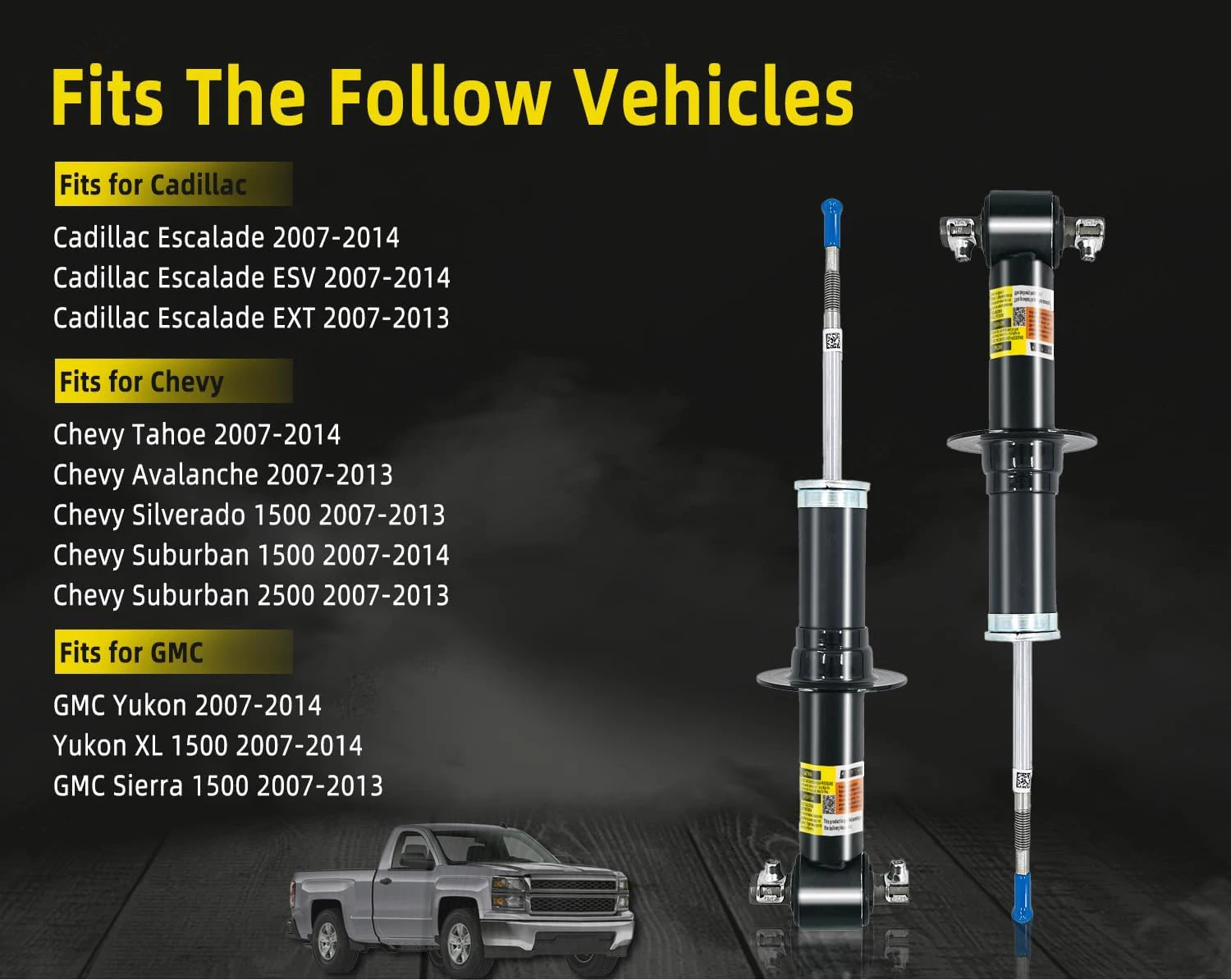 19353945 Pair Front Shock Absorber w/ Sensor for Cadillac Escalade EXT, ESV 07-14 / for GMC Sierra 1500 07-13 Yukon XL 07-14