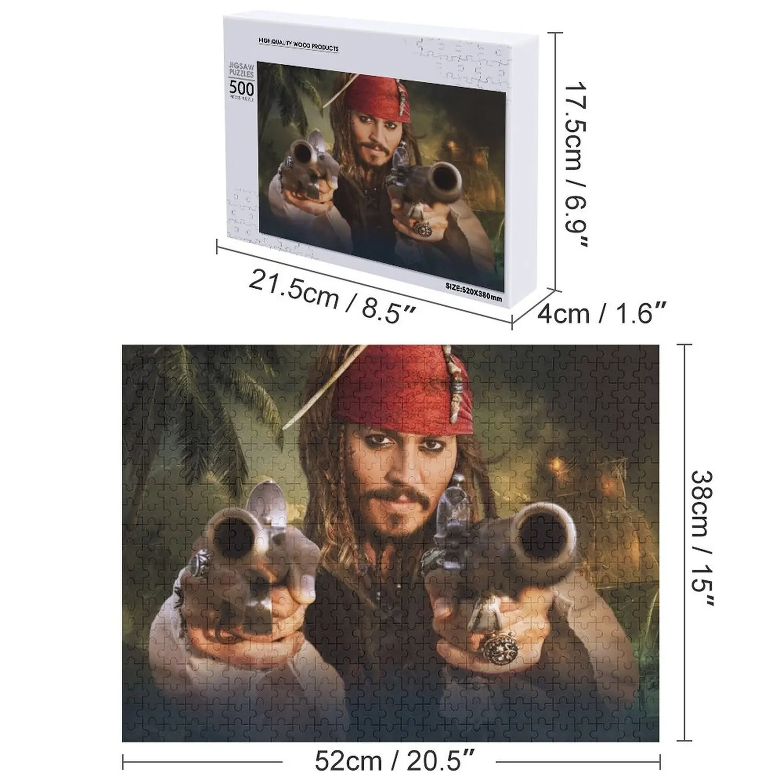 Ilustração Jhonny Depp Quebra-cabeça de madeira Animais de madeira Adultos Foto Adulto Quebra-cabeça de madeira