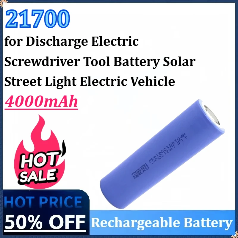 

New 21700 3.7V 4000mAh Rechargeable Battery for Discharge Electric Screwdriver Tool Battery Solar Street Light Electric Vehicle