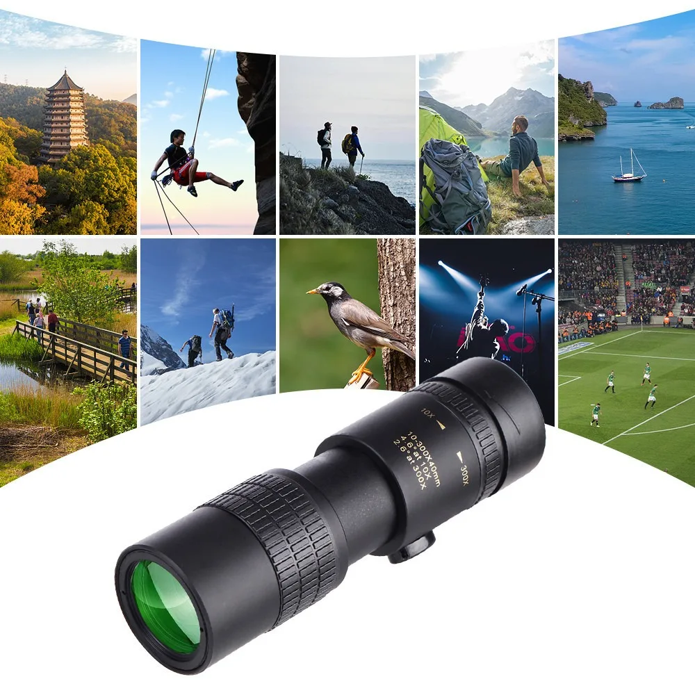 10-300x40 Zoom Telescoop HD 4K Draagbare Sterke Verrekijker Lange afstand Professionele Monoculaire - Prisma's Voor Jacht Camping