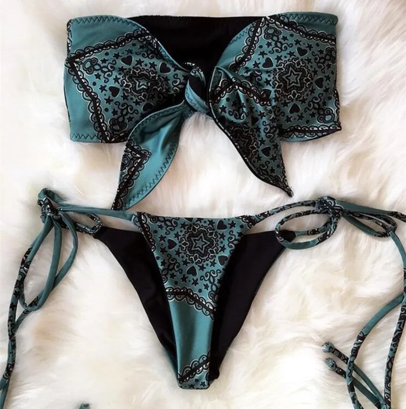 

Chest Knot Bandeau Bikini Brazilian 2023 Vintage Biquini Bathing Suit Swim maillot de bain Beach Wear Swimwear Women Swimsuit