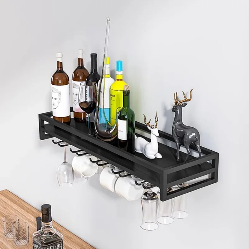 Metal Black Wine Rack One Column Small Beer Champagne Wine Holder Wall Mounted Vinero Para Guardar Vinos Home Decoration