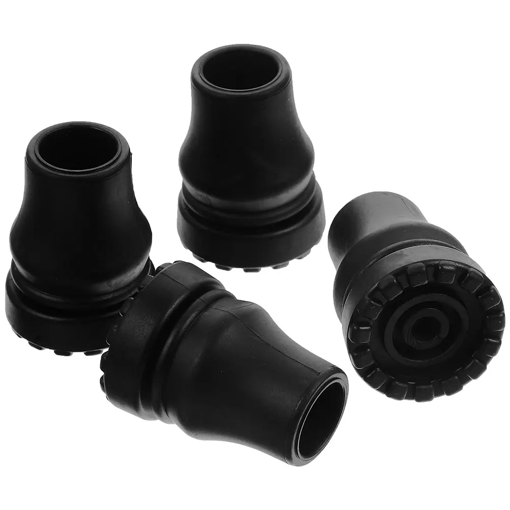 

4 Pcs Anti-slip Rubber Foot Pads Walking Stick Cane Tip Replacement Durable PVC Trekking Pole Foot Cover Crutch Accessories