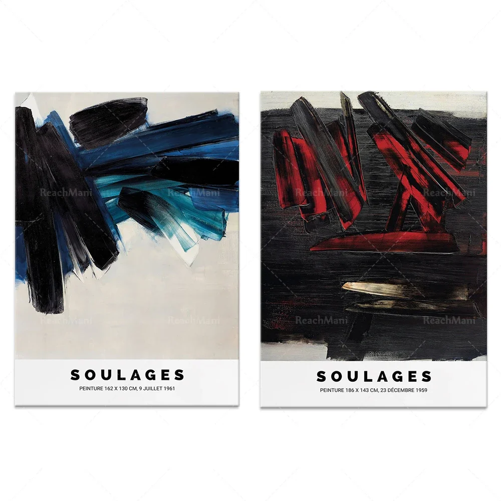 Soulages Poster, 1961 | Pierre Soulages, Modern Poster, Blue Abstract Art, Soulages Exhibition Poster, Wall Decor Print, High Qu