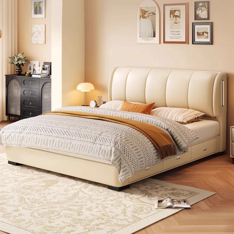 

Beige Comforter Double Bed Waterproof Organizer Headboards Bedroom Double Bed King Size Storage Camas De Dormitorio Furniture