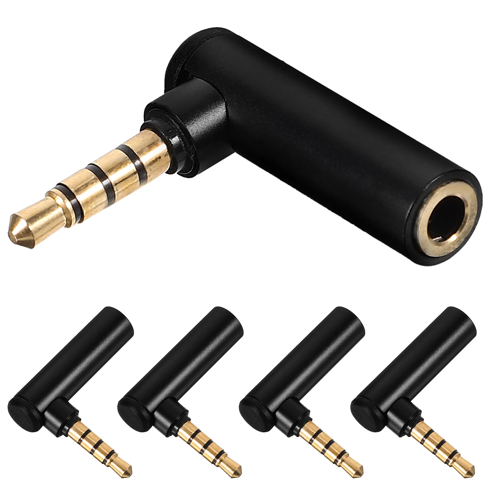 

5pcs 3.5Mm 90 Degree Male To Female Adapter Aluminum Alloy Gold Plated For Audio Player Computer Smartphone Microphone Use