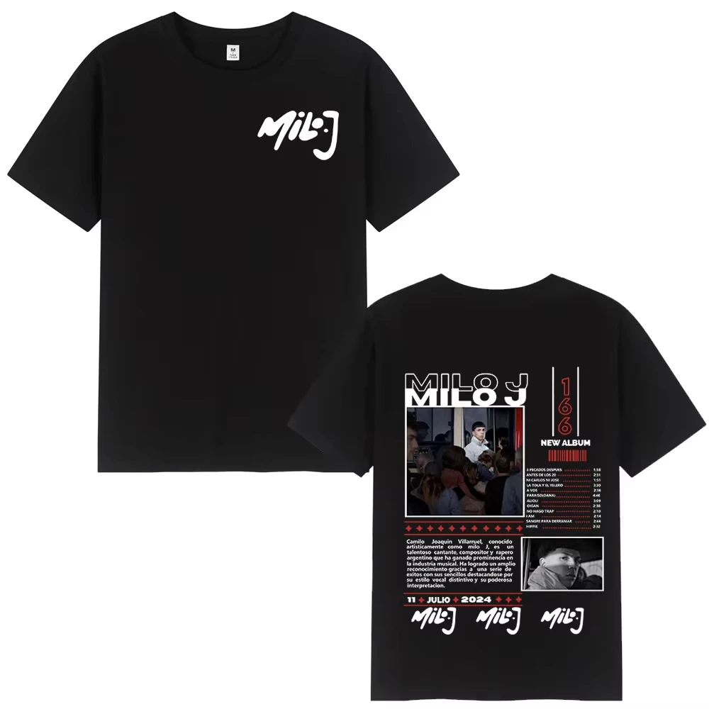 Camiseta de Moda do Rapper Milo J 166, T-Shirt Casual de Algodão para Homens e Mulheres, Estilo Hip Hop, Manga Curta Oversized