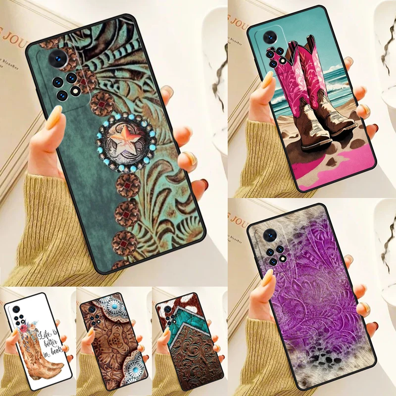 

Western Cowgirl Cowboy Boots Cowhide Case For Samsung Galaxy S24 Plus S23 S20 S21FE Lite S22 Ultra Note 20 S8 S9 S10 Phone Coque