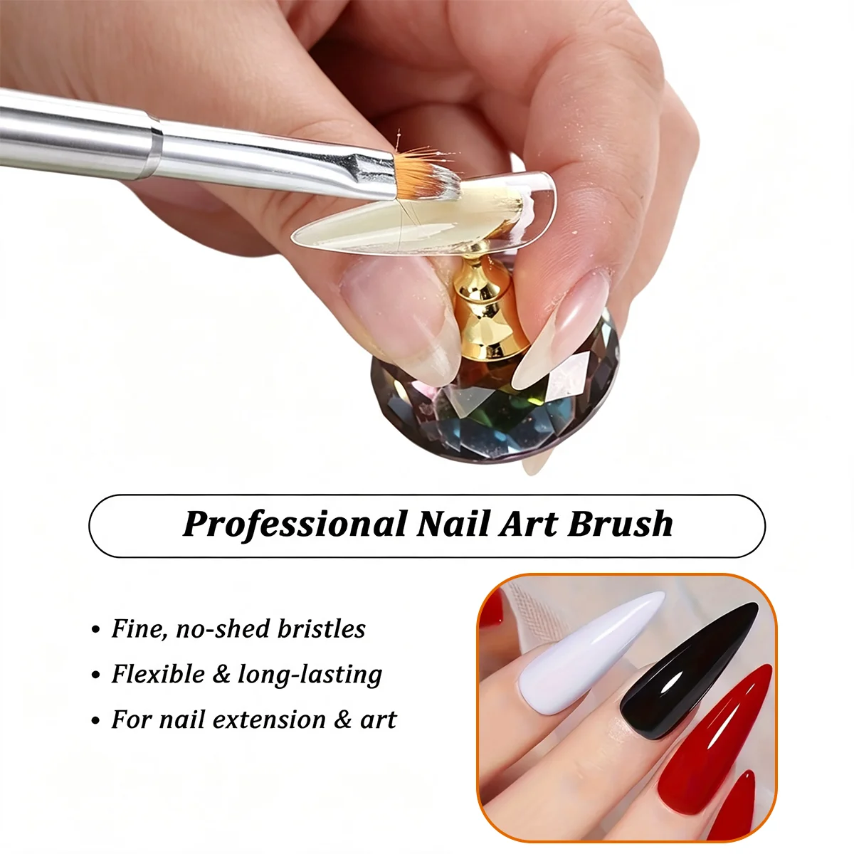 1pc Double End Nail Art Brush, Acrylic Gel Extension Brush with Nail Spatula, UV Gel Painting Tool, Manicure Accessories