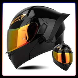 Casque de moto à visière rabattable pour hommes et femmes, casque intégral rétro vintage, double lentille, modulaire, casque d'équitation, approuvé par le DOT, touristes