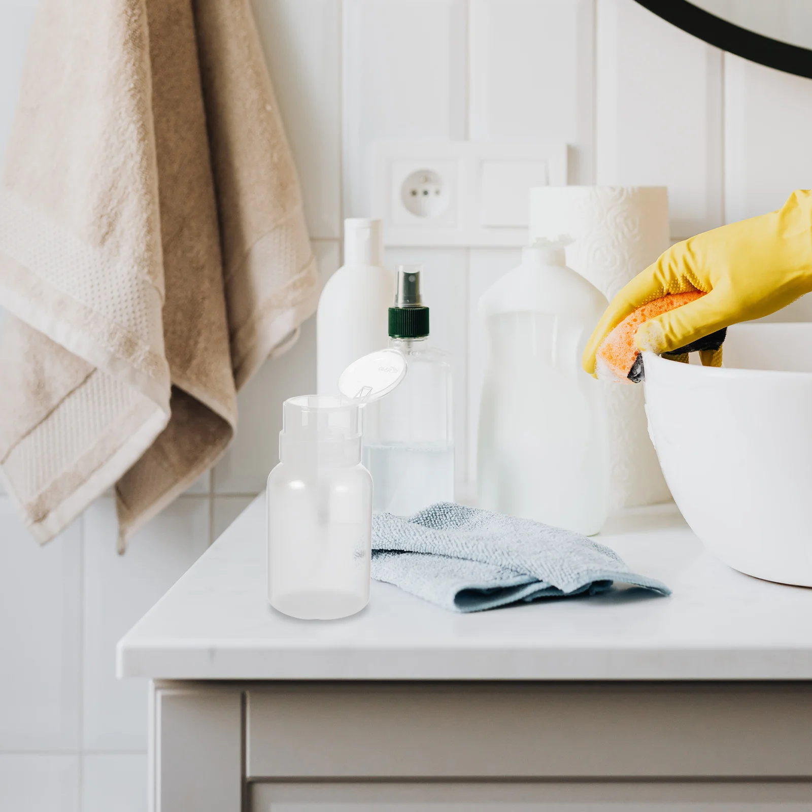 4 szt. butelek z pompką wielokrotnego użytku 250 ml, łatwe w użyciu, do płynów, do domu, hotelu, łazienki, butelki z pompką, pojemnik na płyn do zmywania lakieru do paznokci