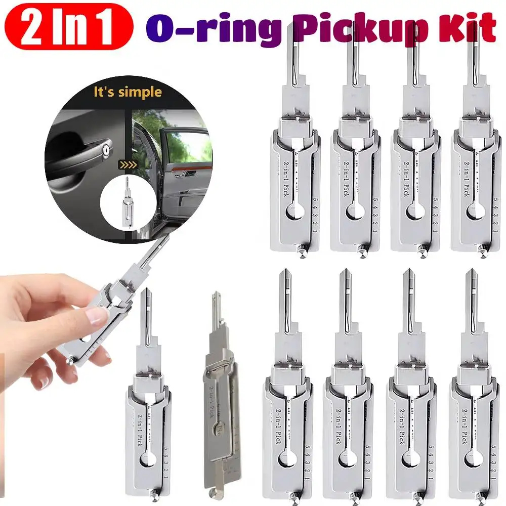 

SS001 Stainless Steel Key Decoder 2 In 1 Precision Hook & Pick Set Lock Decoder O-ring Pickup Kit Maintenance Repair Hand Tools