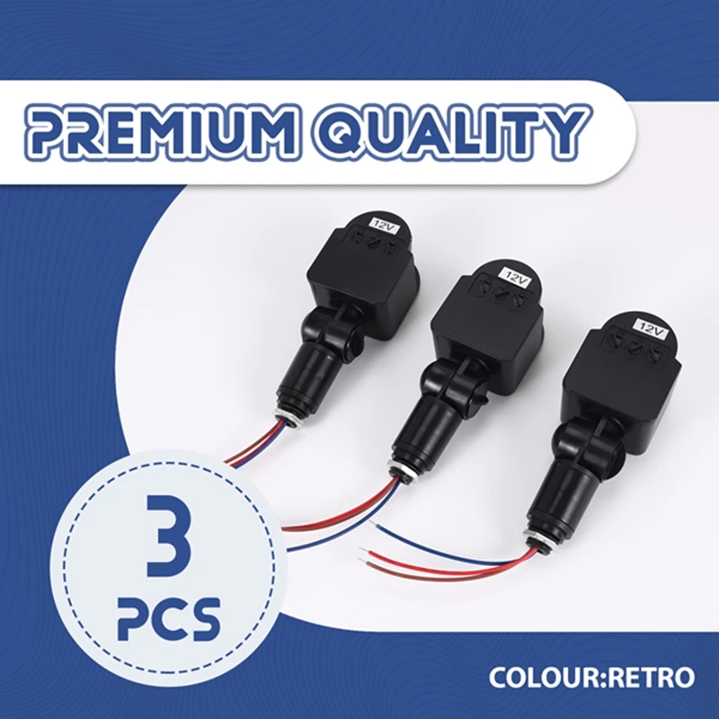 3 Pcs Black Motion Detectors Motion Sensor Light Switch Outdoor Pir Direct Current 12V Motion Sensor Pir Sensor