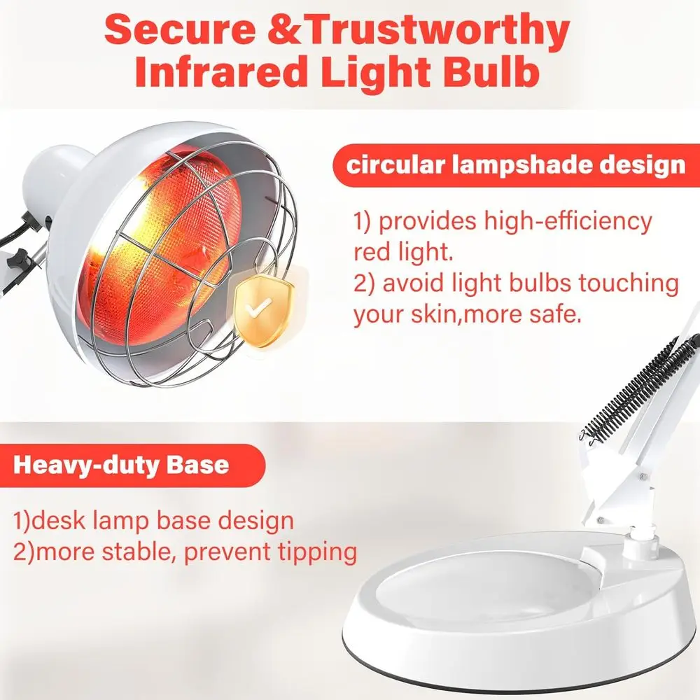 Near Inrared Lamp, Inrared Therapy Bulb Heat Lamp Red Light Therapy or Body Joint Pain and Muscle Aches Inrared Light Home Use D