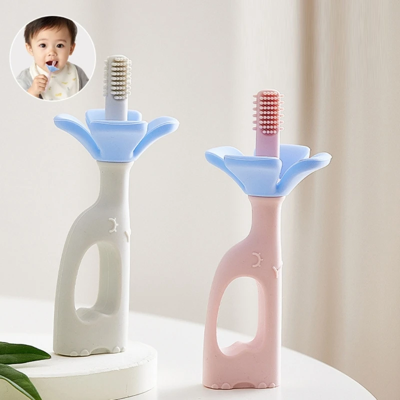 

Cartoon Elephant Shaped Baby Toothbrush Silicone Teether for Infant Teeth Care Safe Washable Design A2UB