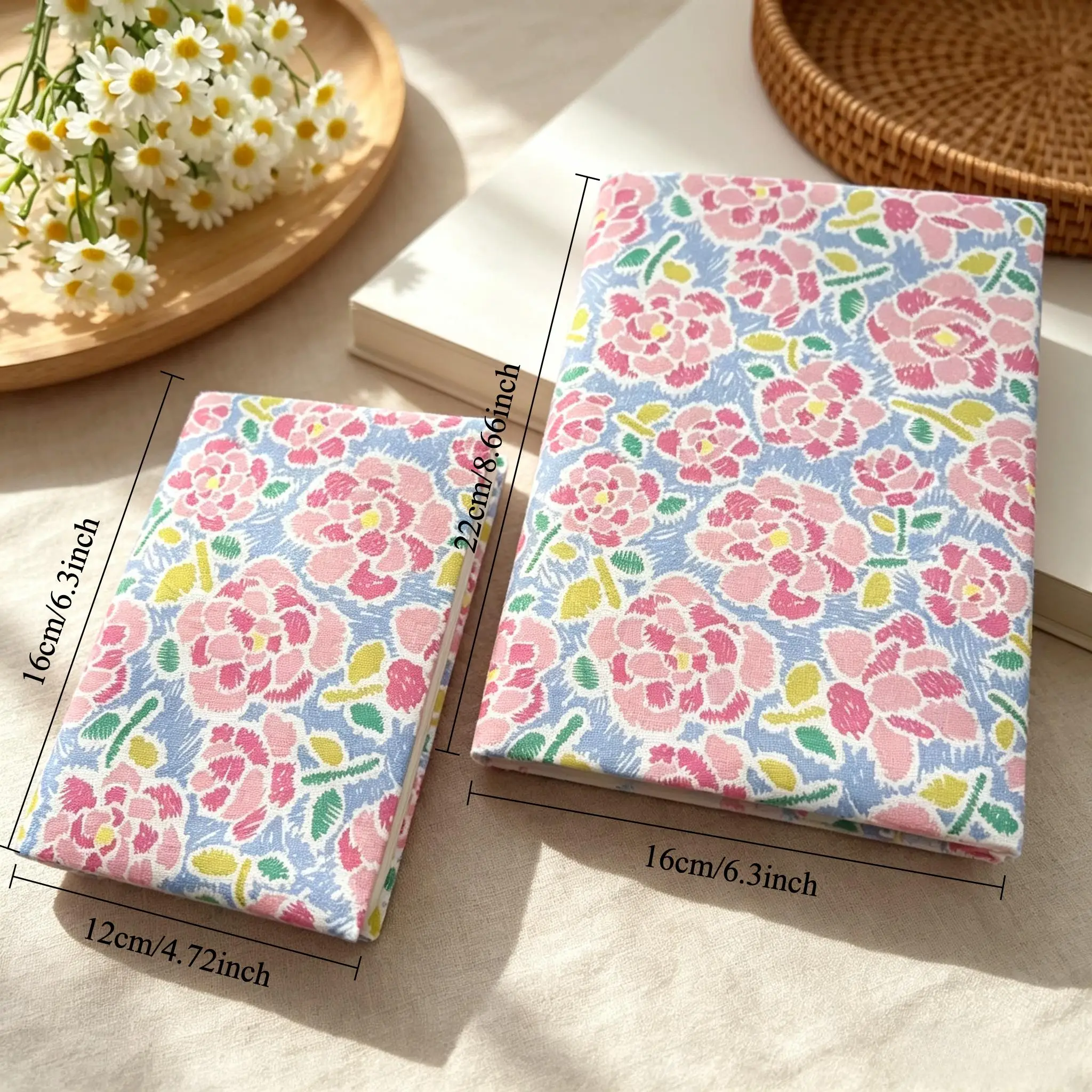 Floral Print Fabric Notebook Cover A5 A6 Reusable Elastic Journal Planner Protective Sleeve Diary School Office Stationery Gift