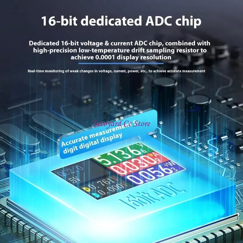 N3UC USB Tegangan Monitor Monitor Penguji Meter Daya dengan Resolusi 0,1MA Jenis C USB Antarmuka untuk Diagnostik Pengisian