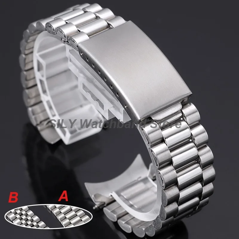 18mm 20mm Gebogenes Edelstahl-Uhrenarmband mit Faltschließe für Herren und Damen, Passend für Seiko 5 SKX009/007, Jubilee und Oyster