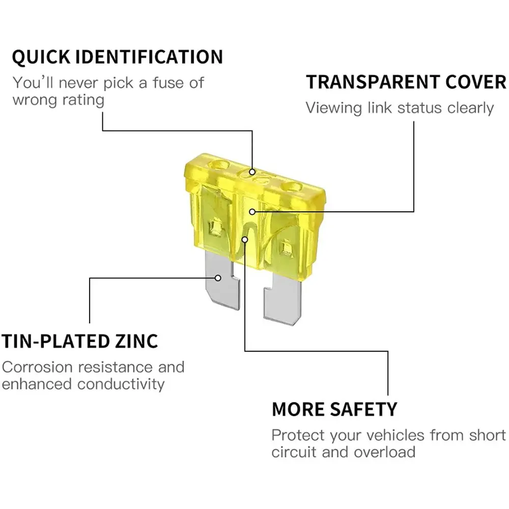 100ps Profile Medium Size Blade Type Car Fuse Assortment For Fuse Wire Fusible 12v Fusible Holder Box Relays E39 Fuse Socket