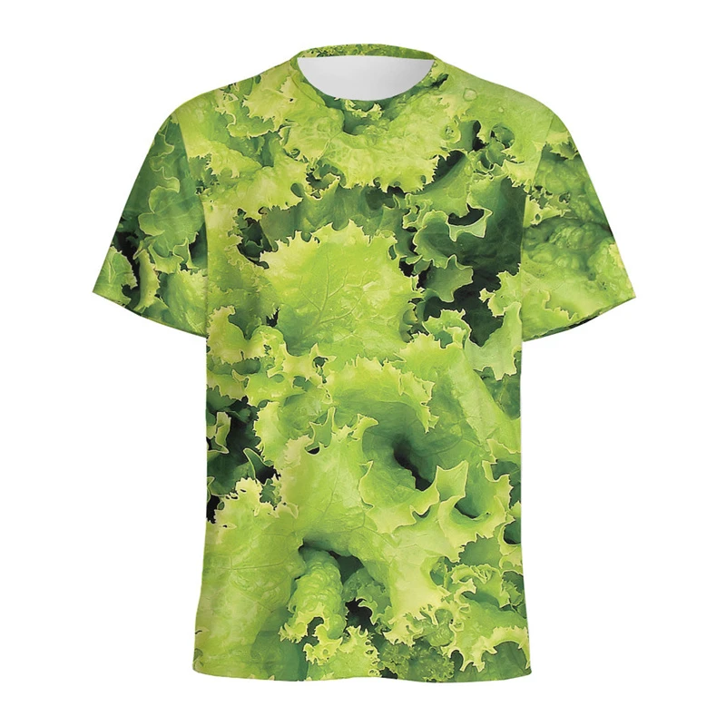 

Забавные футболки с рисунком салата, модные летние футболки с короткими рукавами и 3D принтом овощей, повседневные дышащие футболки большого размера, топы