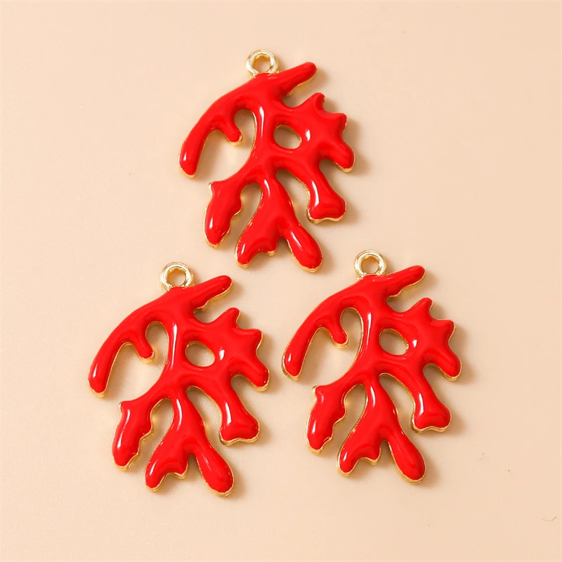 20 Stück 20 x 27 mm niedliche Emaille-Meereslebewesen-Korallen-Charms-Anhänger für Schmuckherstellung, Halskette, Ohrringe, Armband, DIY-Bastelzubehör – Detail 5