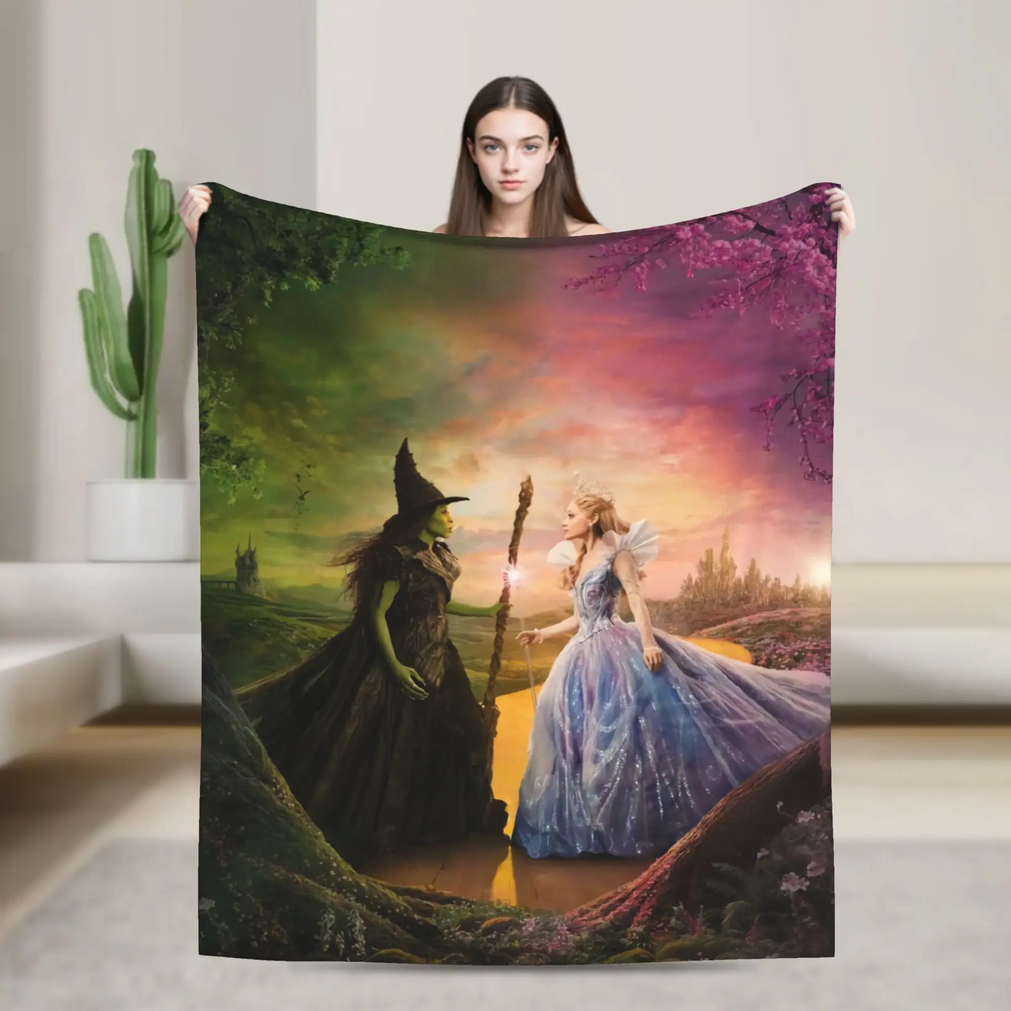 Warm Plush Throw Blanket Wicked 2 Musical Movie Glinda Poster Flannel Sofa Bed Cover Living Room