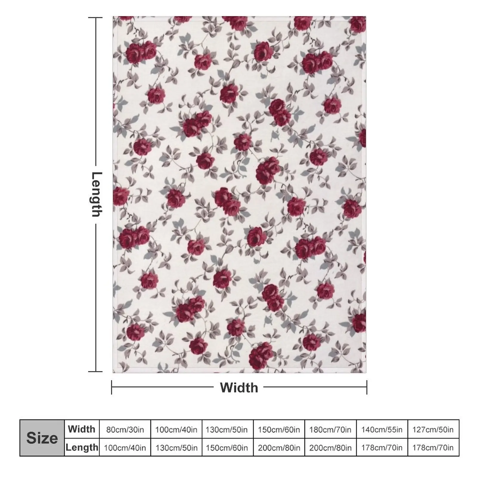 Vintage cute burgundy gray floral pattern Throw Blanket Hairys Quilt For Baby Cute Plaid Blankets