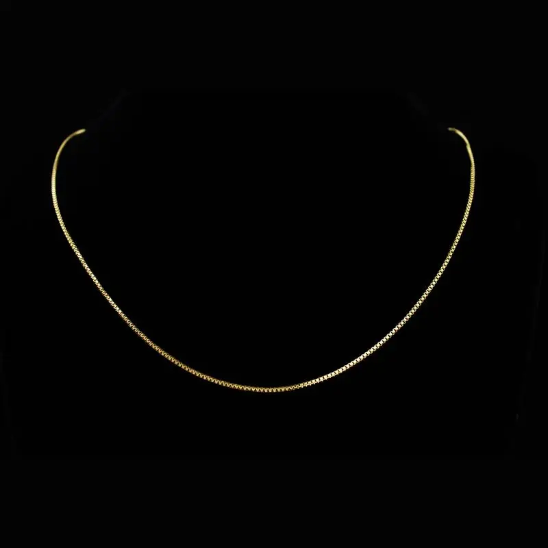 Golden color 1.2mm Box Chain small Necklace Stainless steel fashion women jewelry ZX209DG