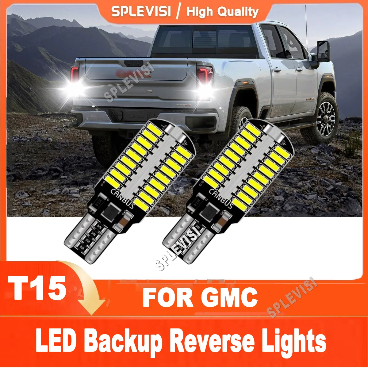 

2x T15 912 915 6000K White LED Reverse Lights Replace For GMC Yukon Sierra 1500 2500HD 3500HD Terrain Acadia Canyon