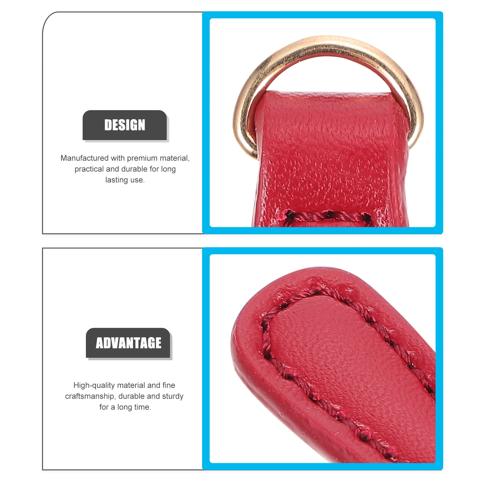 

BEBEMOKO 6pcs Zipper Pulls Heavy Duty for Handbags Purses Repair Black Red